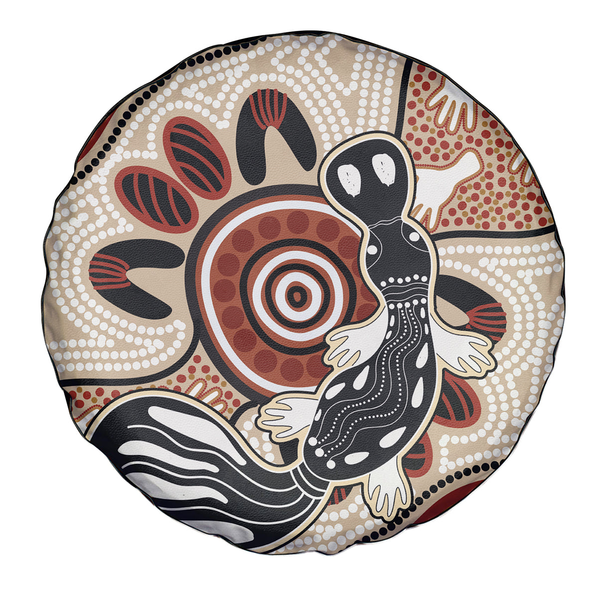 Aboriginal Dots Art Painting with Platypus Spare Tire Cover No 3