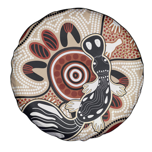 Aboriginal Dots Art Painting with Platypus Spare Tire Cover No 3