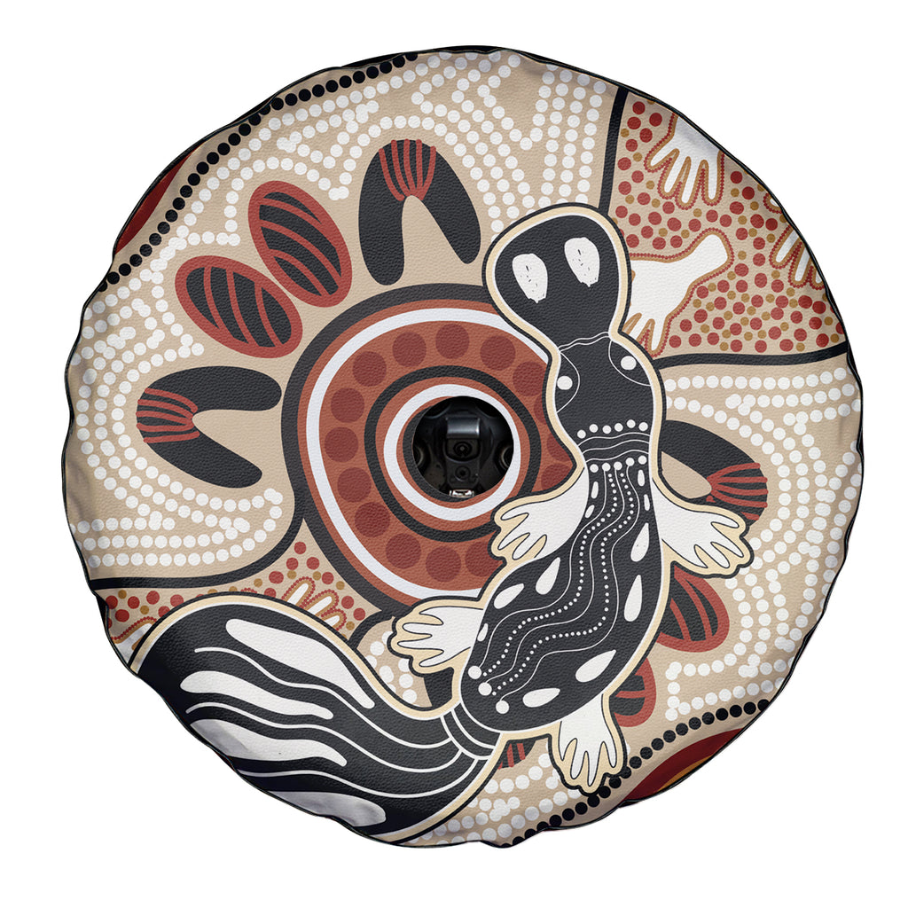 Aboriginal Dots Art Painting with Platypus Spare Tire Cover No 3