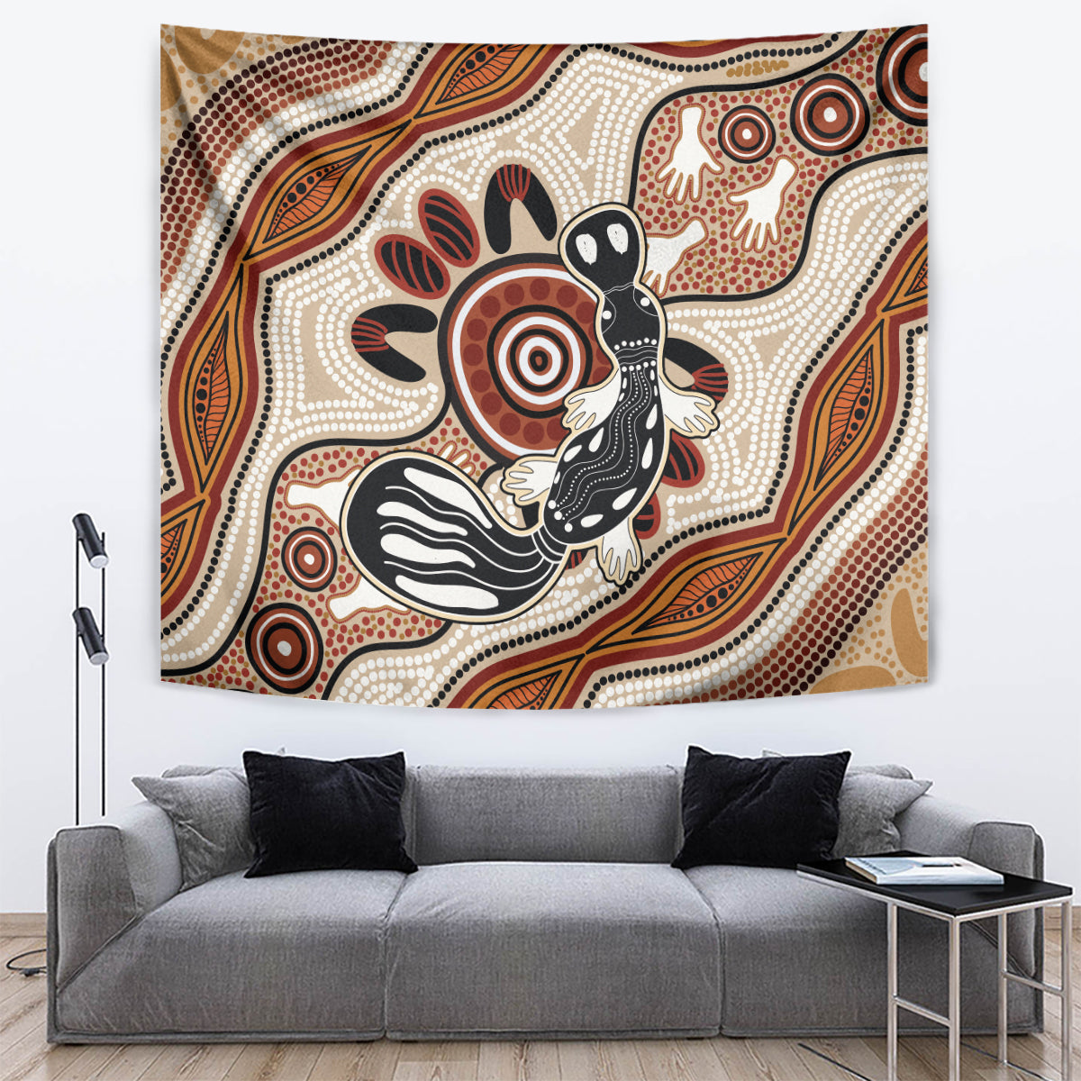 Aboriginal Dots Art Painting with Platypus Tapestry No 3