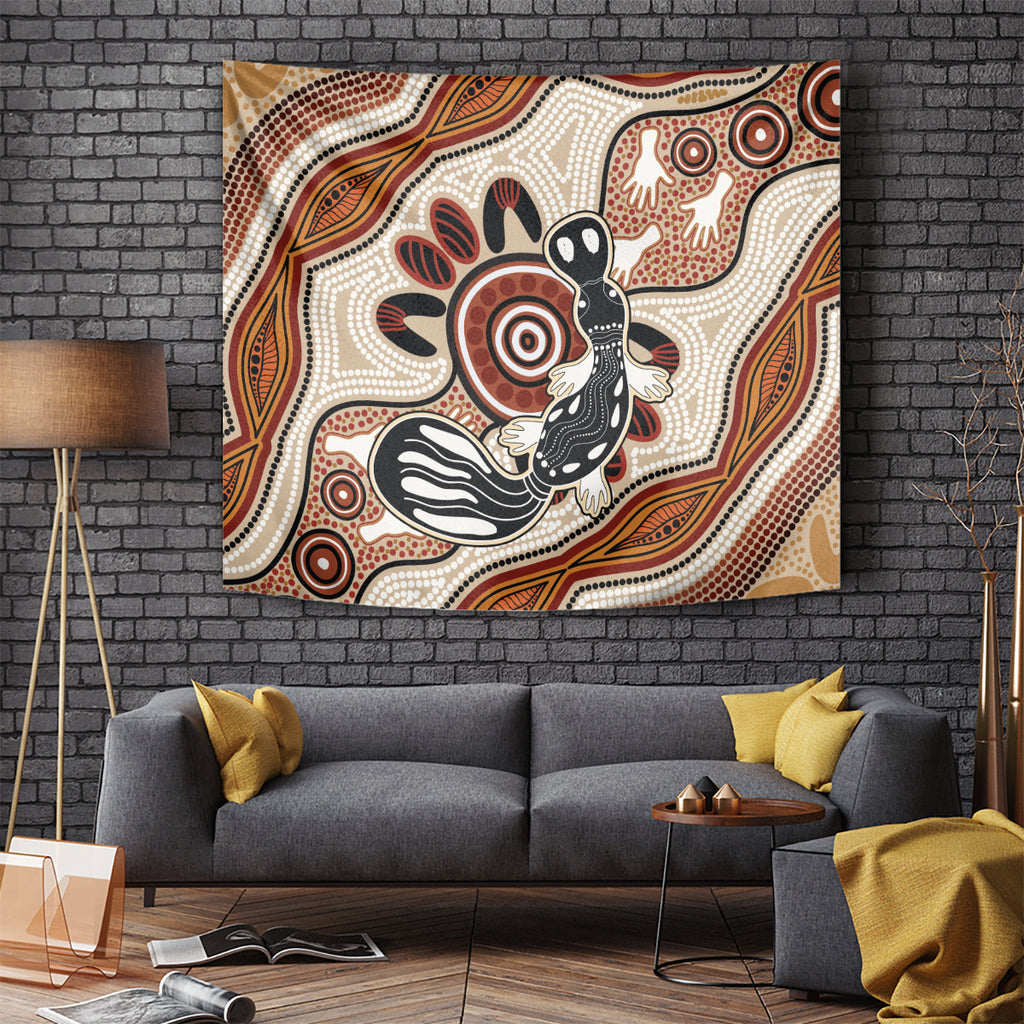 Aboriginal Dots Art Painting with Platypus Tapestry No 3
