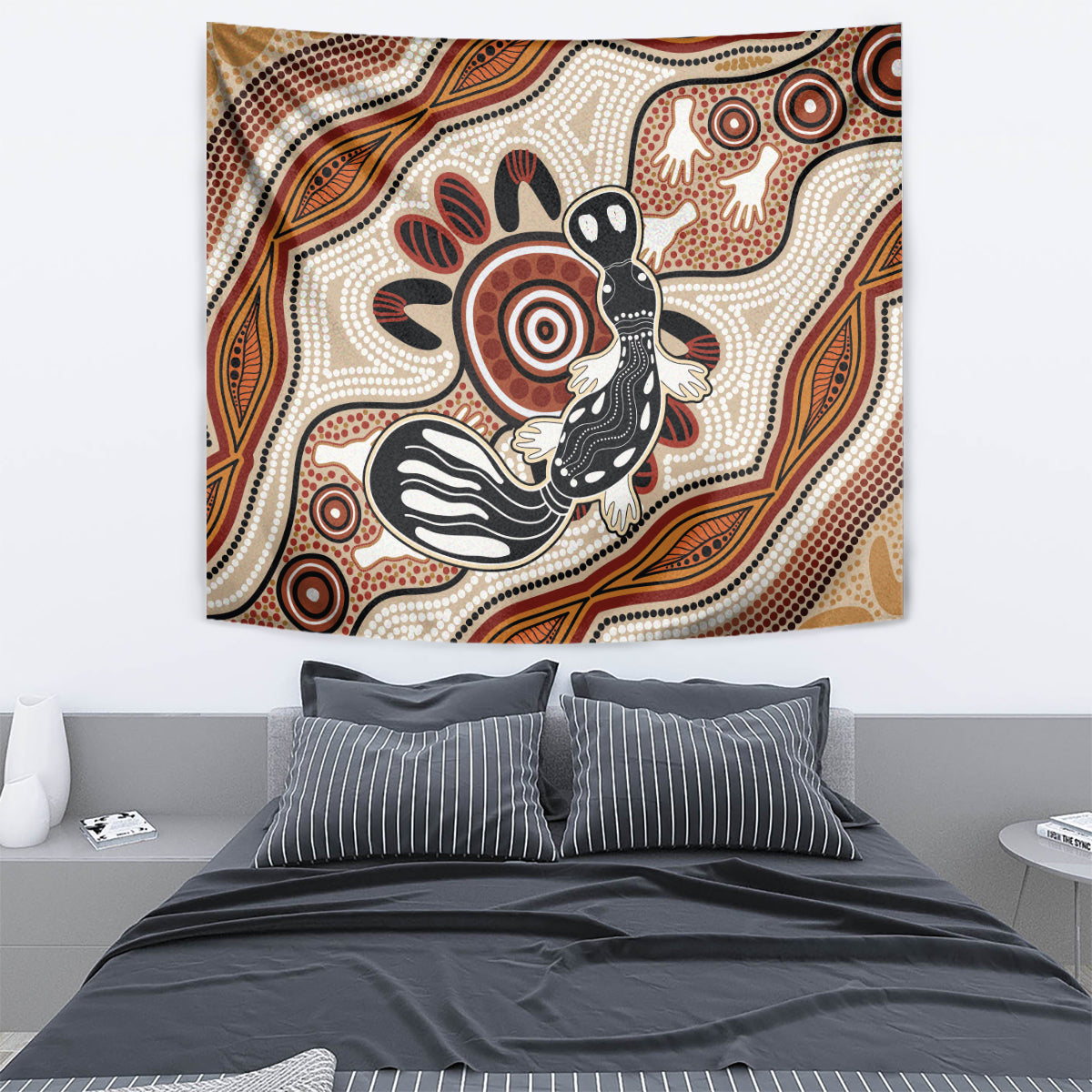 Aboriginal Dots Art Painting with Platypus Tapestry No 3