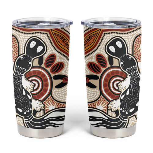 Aboriginal Dots Art Painting with Platypus Tumbler Cup No 3