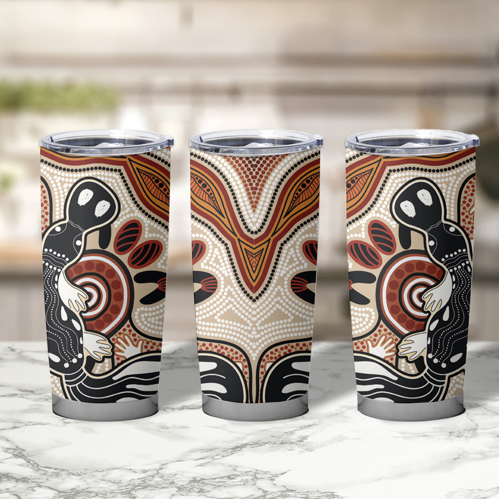 Aboriginal Dots Art Painting with Platypus Tumbler Cup No 3