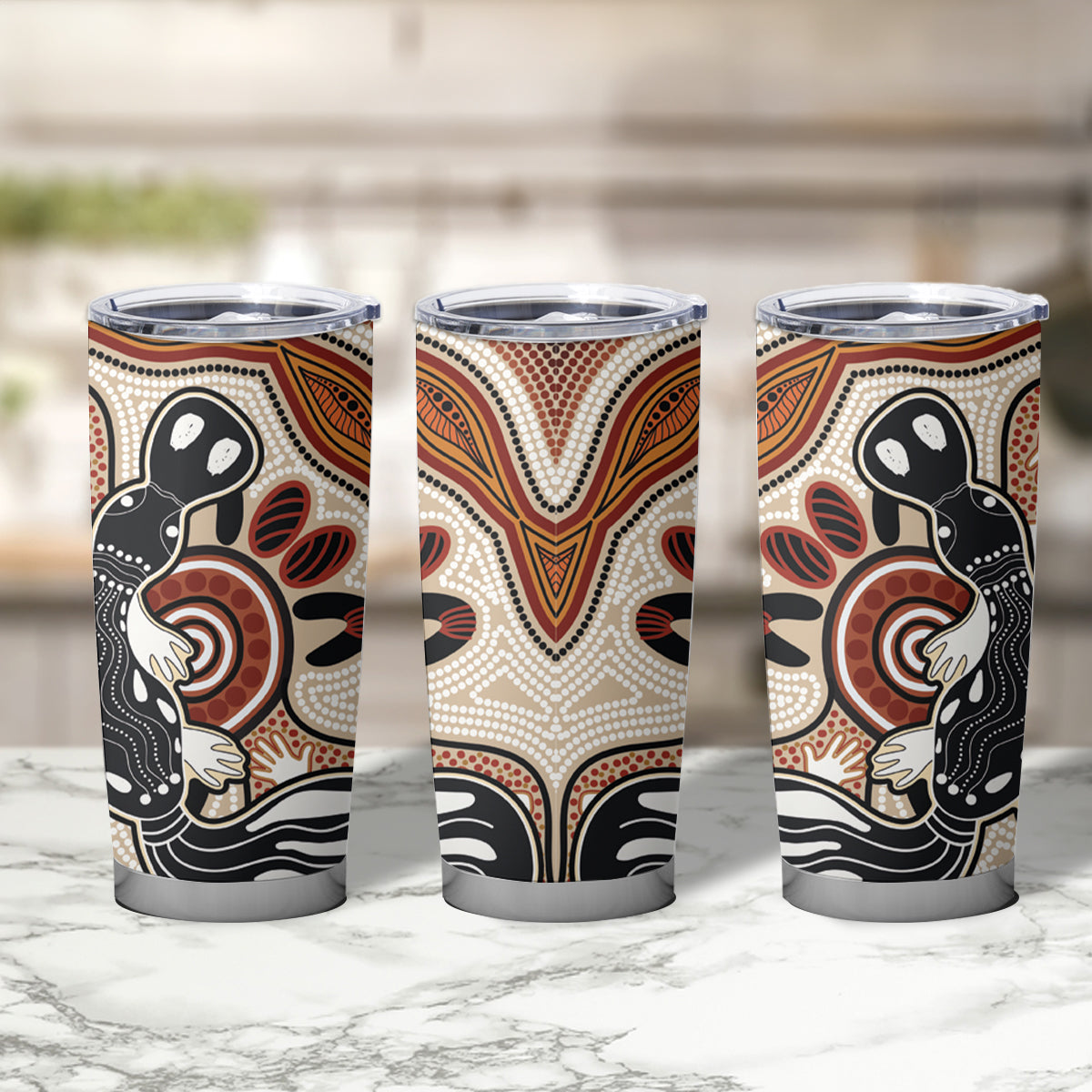 Aboriginal Dots Art Painting with Platypus Tumbler Cup No 3