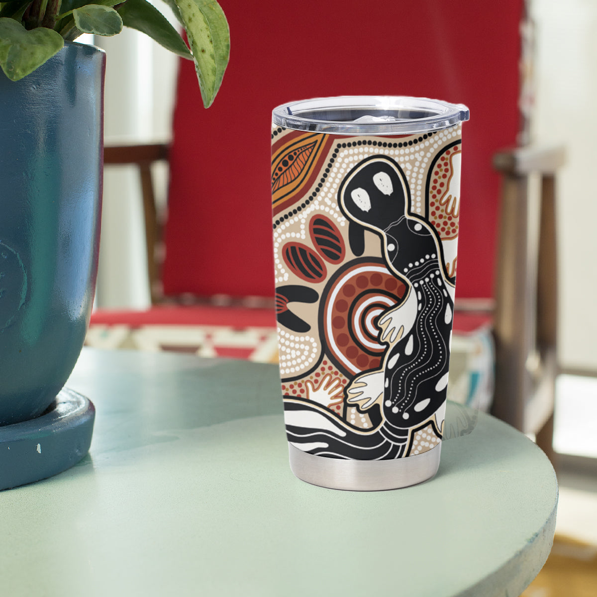 Aboriginal Dots Art Painting with Platypus Tumbler Cup No 3