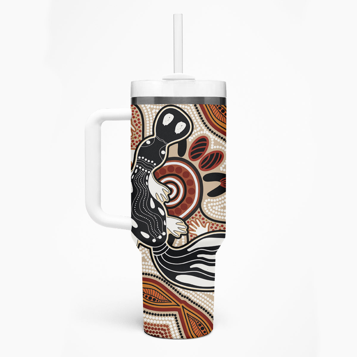 Aboriginal Dots Art Painting with Platypus Tumbler With Handle No 3