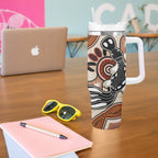 Aboriginal Dots Art Painting with Platypus Tumbler With Handle No 3