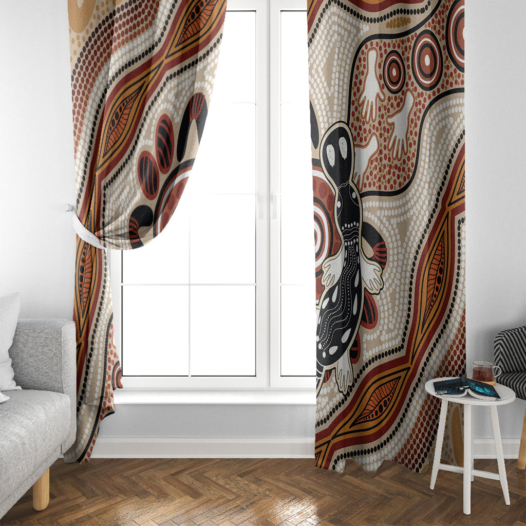 Aboriginal Dots Art Painting with Platypus Window Curtain No 3