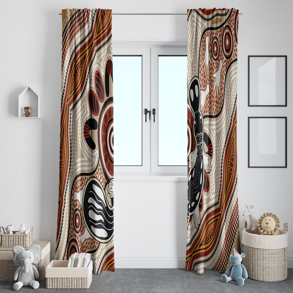 Aboriginal Dots Art Painting with Platypus Window Curtain No 3