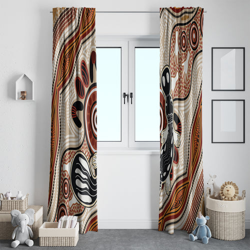 Aboriginal Dots Art Painting with Platypus Window Curtain No 3
