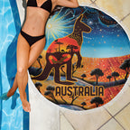 Aboriginal Dots Stary Sky With Kangaroo Beach Blanket