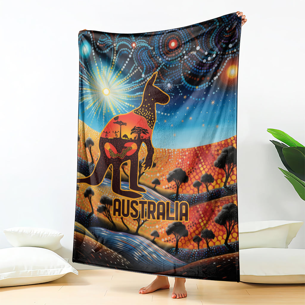 Aboriginal Dots Stary Sky With Kangaroo Blanket