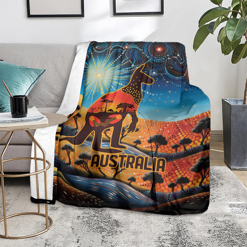 Aboriginal Dots Stary Sky With Kangaroo Blanket