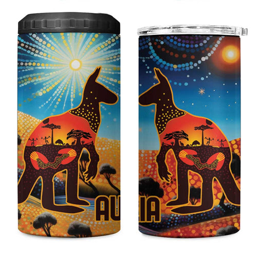 Aboriginal Dots Stary Sky With Kangaroo 4 in 1 Can Cooler Tumbler