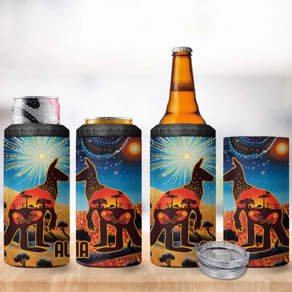 Aboriginal Dots Stary Sky With Kangaroo 4 in 1 Can Cooler Tumbler