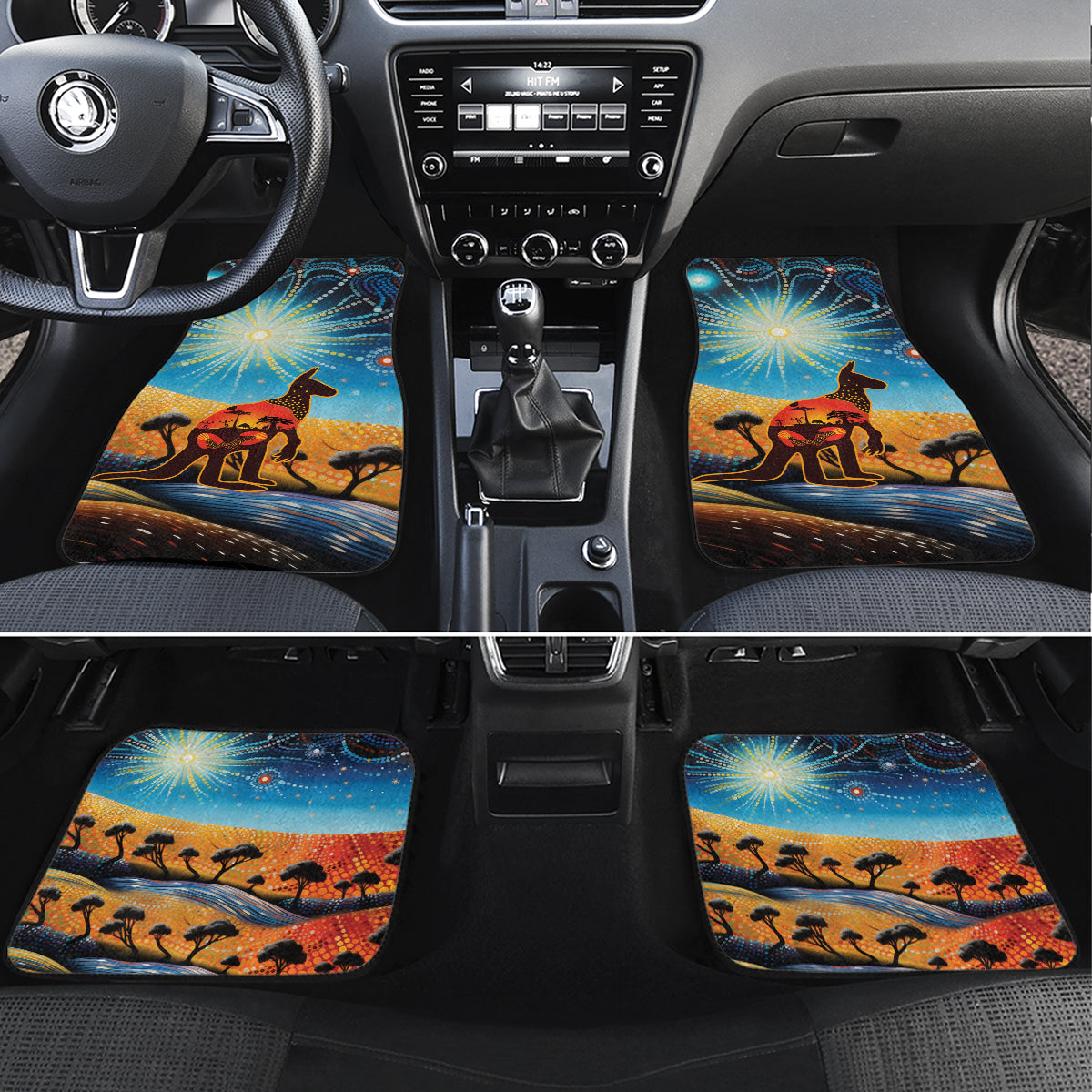 Aboriginal Dots Stary Sky With Kangaroo Car Mats