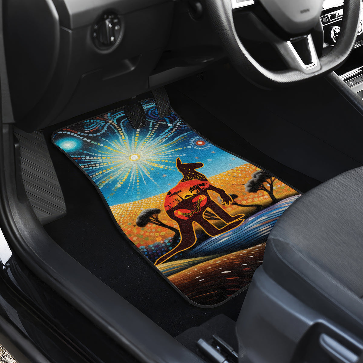 Aboriginal Dots Stary Sky With Kangaroo Car Mats