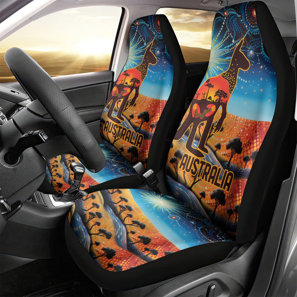 Aboriginal Dots Stary Sky With Kangaroo Car Seat Cover