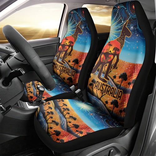 Aboriginal Dots Stary Sky With Kangaroo Car Seat Cover