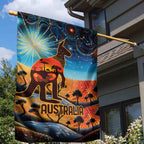 Aboriginal Dots Stary Sky With Kangaroo Garden Flag