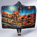 Aboriginal Dots Stary Sky With Kangaroo Hooded Blanket