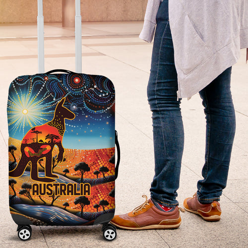 Aboriginal Dots Stary Sky With Kangaroo Luggage Cover