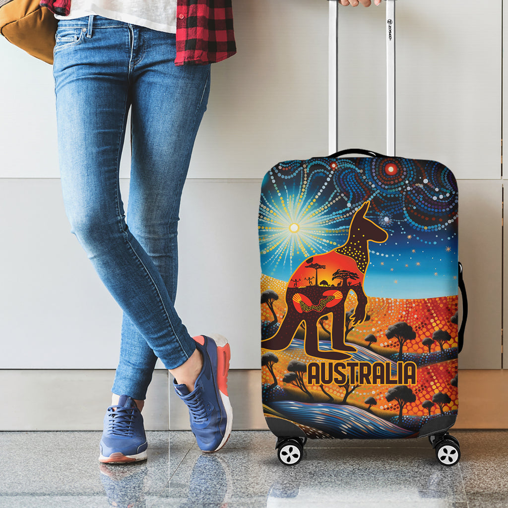 Aboriginal Dots Stary Sky With Kangaroo Luggage Cover