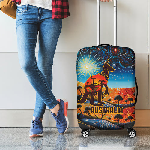 Aboriginal Dots Stary Sky With Kangaroo Luggage Cover