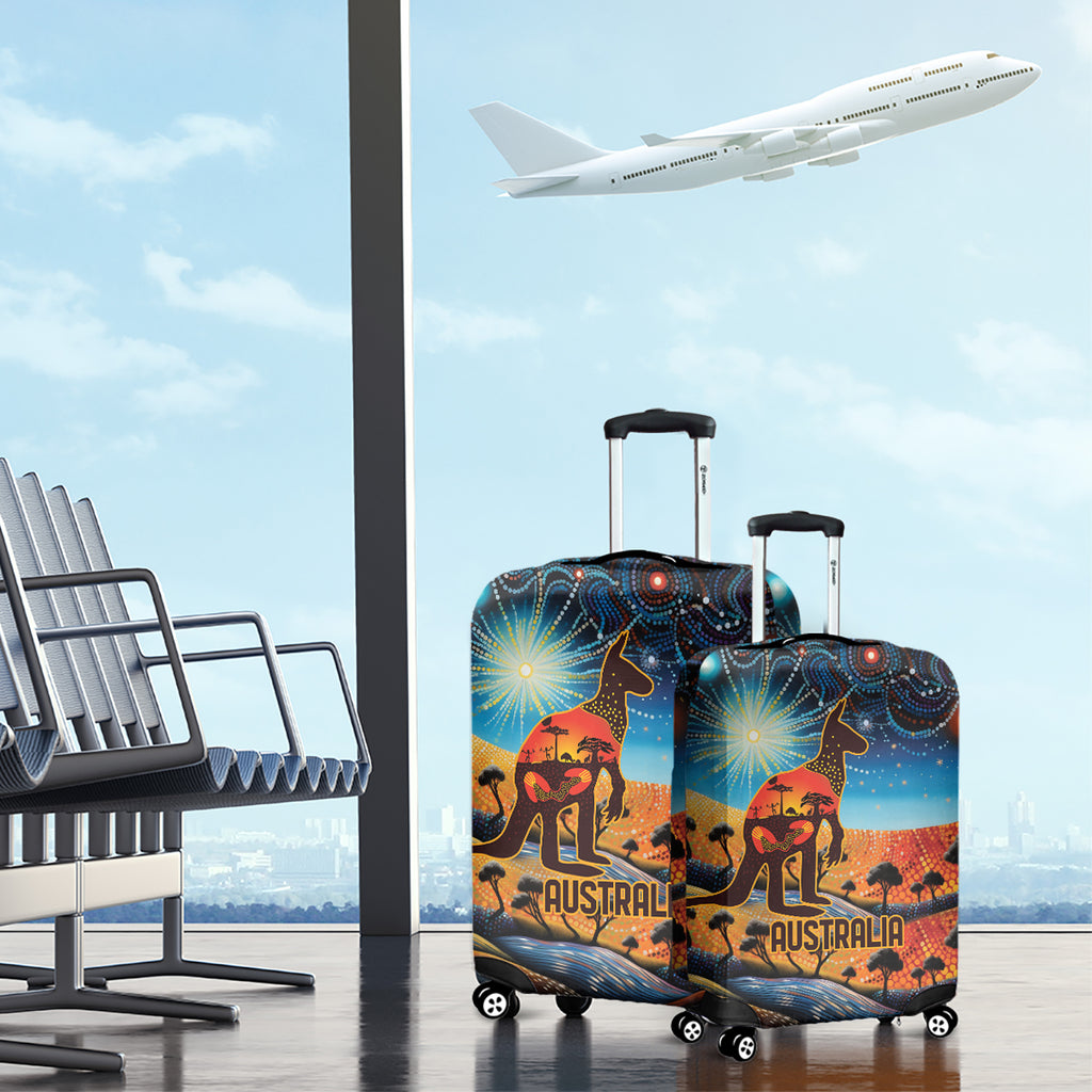 Aboriginal Dots Stary Sky With Kangaroo Luggage Cover