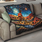 Aboriginal Dots Stary Sky With Kangaroo Quilt