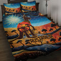 Aboriginal Dots Stary Sky With Kangaroo Quilt Bed Set