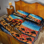 Aboriginal Dots Stary Sky With Kangaroo Quilt Bed Set