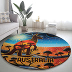 Aboriginal Dots Stary Sky With Kangaroo Round Carpet