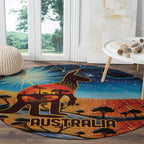 Aboriginal Dots Stary Sky With Kangaroo Round Carpet