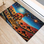 Aboriginal Dots Stary Sky With Kangaroo Rubber Doormat
