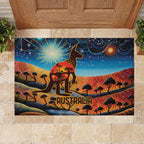 Aboriginal Dots Stary Sky With Kangaroo Rubber Doormat