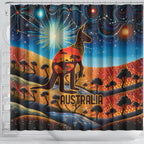 Aboriginal Dots Stary Sky With Kangaroo Shower Curtain