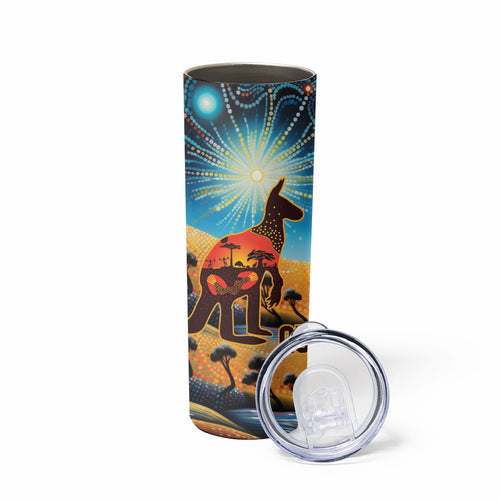 Aboriginal Dots Stary Sky With Kangaroo Skinny Tumbler