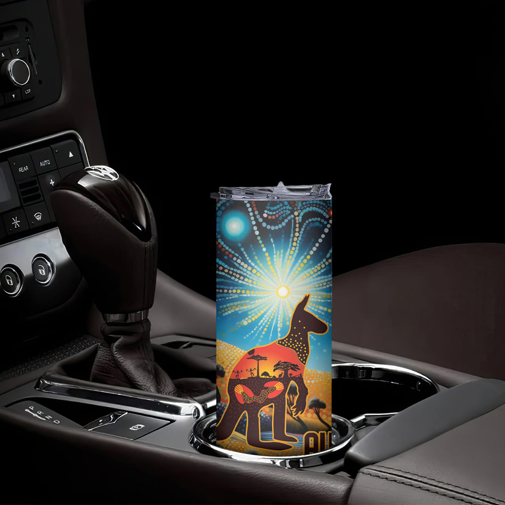 Aboriginal Dots Stary Sky With Kangaroo Skinny Tumbler