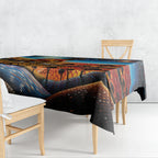 Aboriginal Dots Stary Sky With Kangaroo Tablecloth