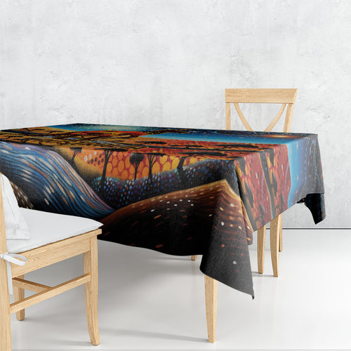 Aboriginal Dots Stary Sky With Kangaroo Tablecloth