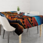 Aboriginal Dots Stary Sky With Kangaroo Tablecloth