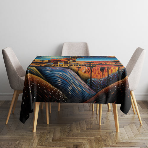 Aboriginal Dots Stary Sky With Kangaroo Tablecloth