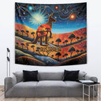 Aboriginal Dots Stary Sky With Kangaroo Tapestry