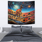 Aboriginal Dots Stary Sky With Kangaroo Tapestry