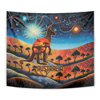 Aboriginal Dots Stary Sky With Kangaroo Tapestry