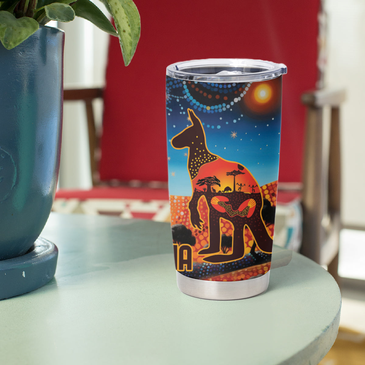 Aboriginal Dots Stary Sky With Kangaroo Tumbler Cup