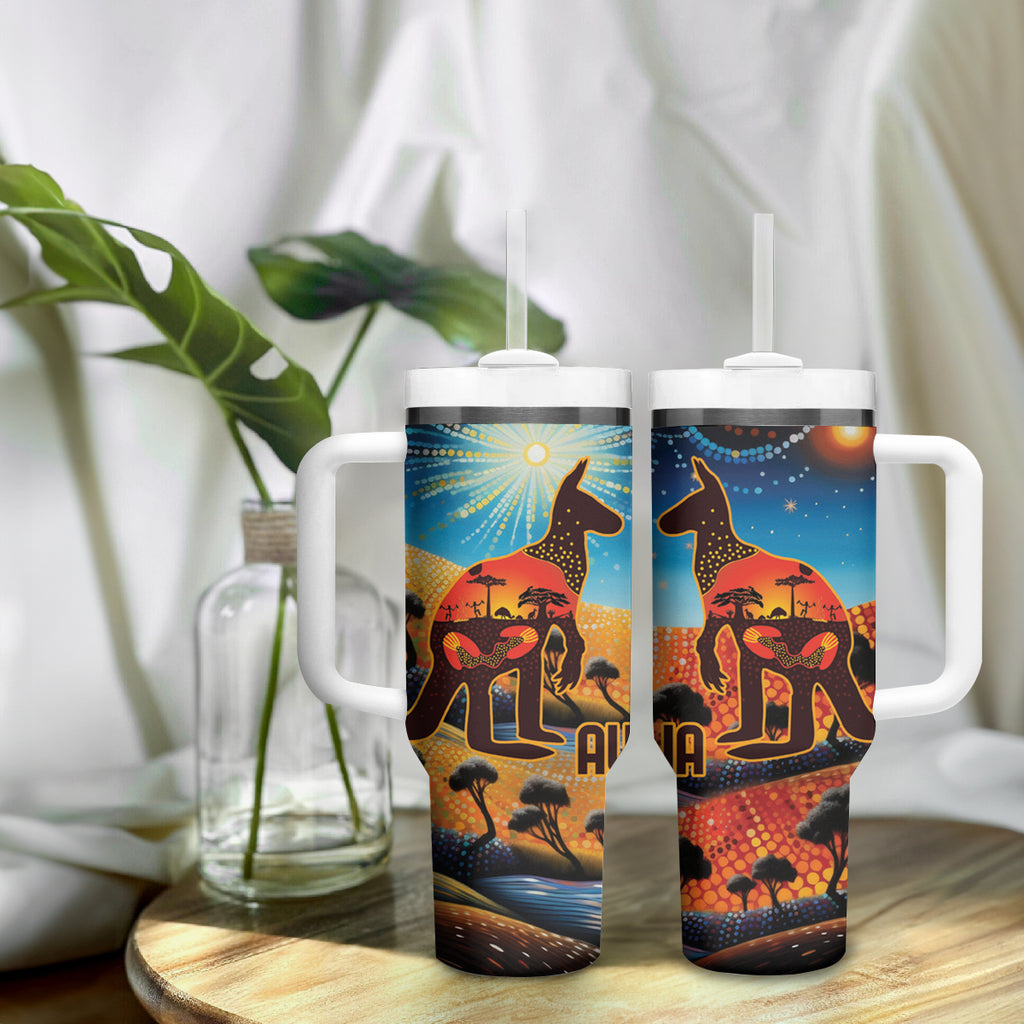 Aboriginal Dots Stary Sky With Kangaroo Tumbler With Handle