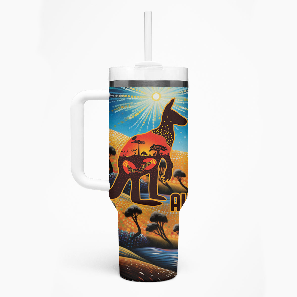 Aboriginal Dots Stary Sky With Kangaroo Tumbler With Handle